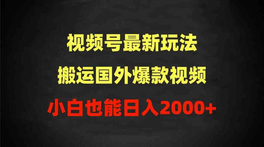 （9796期）2024视频号最新玩法，搬运国外爆款视频，100%过原创，小白也能日入2000+-匠马插画笔刷课程资料网
