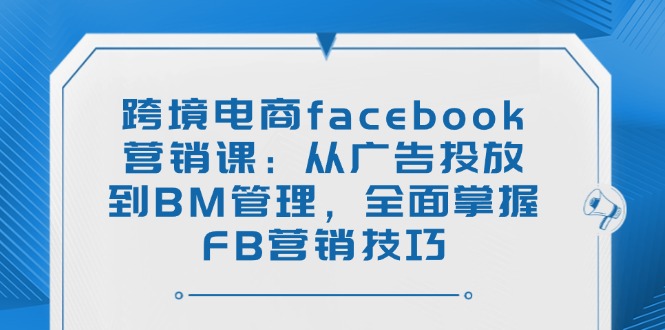 （14314期）跨境电商facebook营销课：从广告投放到BM管理，全面掌握FB营销技巧-匠马插画笔刷课程资料网