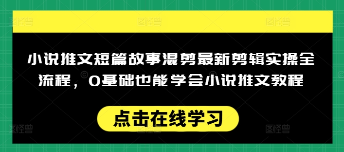 小说推文短篇故事混剪最新剪辑实操全流程,0基础也能学会小说推文教程,肯干多发日入多张-匠马插画笔刷课程资料网
